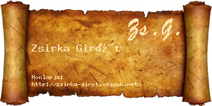 Zsirka Girót névjegykártya